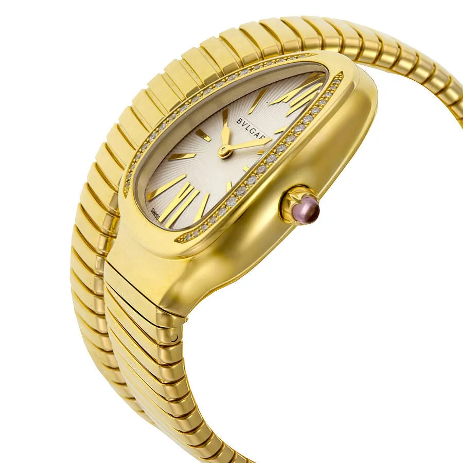 Bvlgari Serpenti Tubogas Silver Opaline Dial 18kt Yellow Gold Quartz Ladies Watch 101924