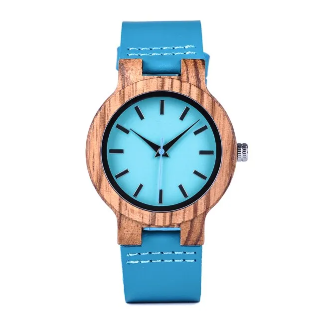 Ladies Casual Quartz Watches Natural Bamboo Wristwatch