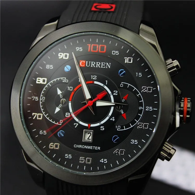 New Famous CURREN Brand Rubber Fashion Quartz Men Casual Watch Calendar Date Work 30M Waterproof Wristwatch