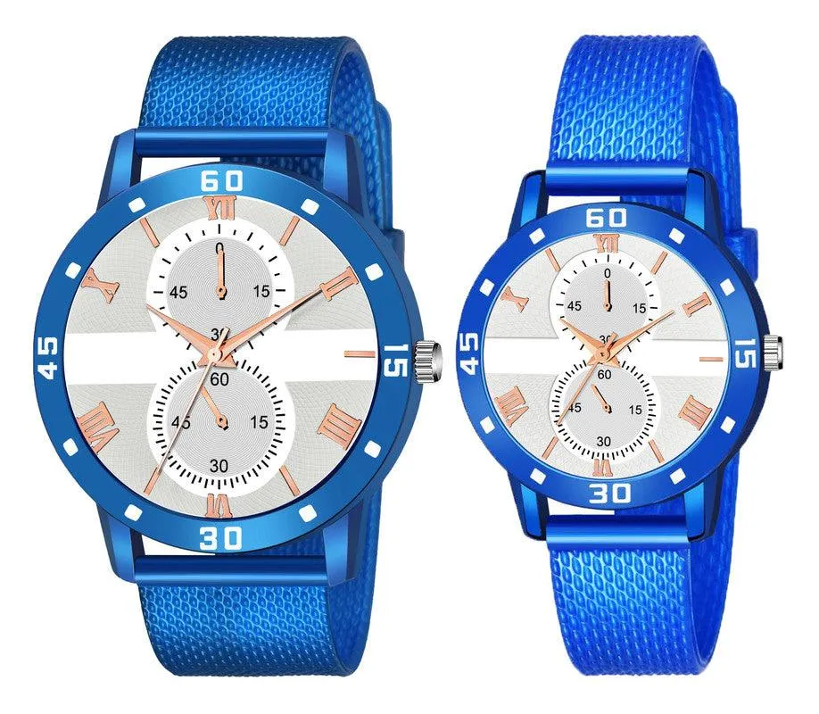 New Fashion Aeviyo Blue C_09_Couple Beige two Round design Roman Digit Premium Quality Designer Fashion For Couple New Fashion Analog Watch - For Couple