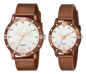 New Fashion Aeviyo Brown  C_10_Couple Beige Round design Tikon Digits Premium Quality Designer Fashion For Couple New Fashion Analog Watch - For Couple