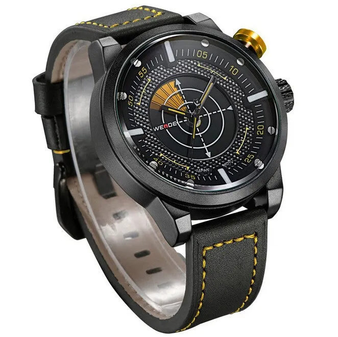 WEIDE New Men Watch Genuine Leather Band Fashion Casual Sports Design Luxury Quartz Watches Men 30m Waterproof Men Watches